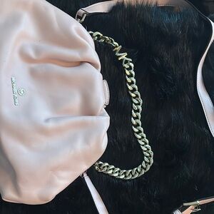 Michael Kors light Pink Nola Shoulder Bags with Gold Chain and crossbody strap
